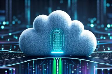 Abstrakte Darstellung von Cloud-Servern und Datenflüssen